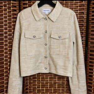NWT Shelby & Palmer Textured Cropped Jacket | Size Large | Cream Neutral